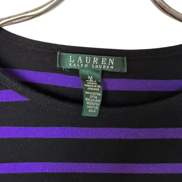 Lauren Ralph Lauren Purple and Black 3/4 Sleeve Shirt with Gold buttons - Picture 9 of 10